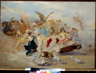 Paris dom (The Judgment of Paris). Målning av Ernest Karlovich Liphart (1847-1932), olja på duk. Rysk konst från 1800-talet. F. Kovalenko Museum of Art, Krasnodar (Ryssland).