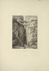 Natural Bridges of Icononzo, illustration från "Views of the Cordilleras and Monuments of the Native Peoples of America" ​​av Alexander von Humboldt och Aime Bonpland, 1813