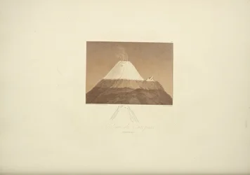 Vulkanen Cotopaxi, tecknad av Gmelin, graverad av Arnold, illustration ur ”Vues des Cordillères et Monumens des Peuples Indigènes de l