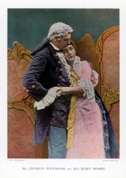 Charles Wyndham och Mary Moore, engelska skådespelare, 1901.