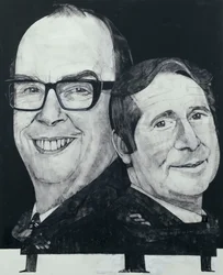 Porträtt av Morecambe och Wise, illustration för The Listener, 1970-talet (gouache ombord)