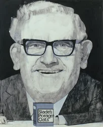 Porträtt av Ronnie Barker, illustration för The Listener, 1970-talet (gouache ombord)