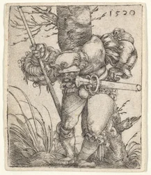 Böjande soldat lutad mot ett träd, 1520.