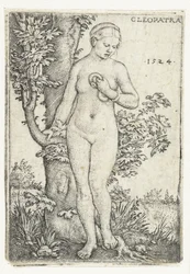 Cleopatras död med orm vid ett fikonträd Cleopatra (titel på objekt)