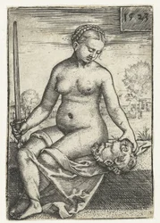 Judith med Holofernes huvud och svärd