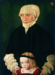 Porträtt av Margaret Urmiller, född Schwab, och hennes dotter