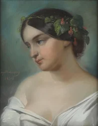 Eugène Demarquay Porträtt av en flicka 1850