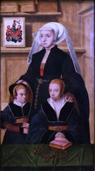 Franska: Porträtt av Katharina von Gail och hennes två flickor Katharina von Gail