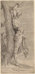 St. Sebastian, bundet till ett träd
