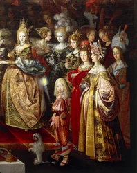 Halshuggning av Johannes Baptist och Herodes bankett, målning av Bartholomeus Strobel Younger (1591-1660), detalj, olja på duk, 280x952 cm, Polen