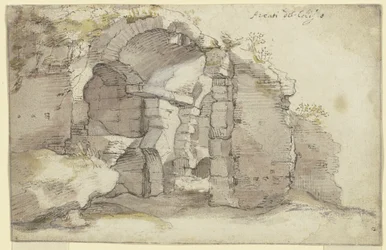 Ruin av en antik byggnad med tunnvalv