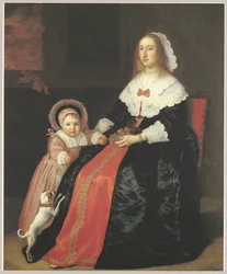 Porträtt av en kvinna med ett barn, möjligen Margaretha Cloeck (1617-1680) och Pieter Hulft (1643-1694)