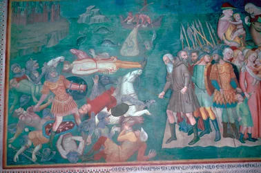 Fresk av israeliterna som korsar Röda havet, 1300-talet