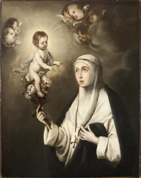 Rose de Lima (Isabel Flores de Oliva) (1586-1617) - Saint Rose of Lima, av Murillo, Bartolome Esteban, Kopia efter . Olja på duk. Mått: 93x76 cm. Nationalmuseum Stockholm