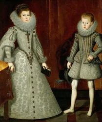 The Infante Philip, senare kung Filip IV av Spanien 1605-1665 och hans syster Anne av Österrike 1601-1