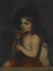 Boy Blowing Bubbles (olja på duk)