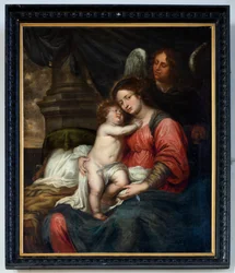 Församlingskyrka (Parochiekerk Sint-Andreas, Beerlegem). Målning. Vår Fru med barn. Bartolomé Murillo (?).
