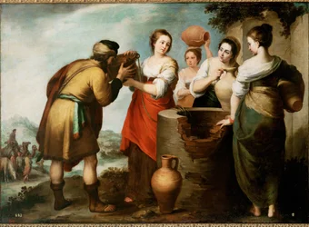 Rebekah och Eliezer (målning på duk)