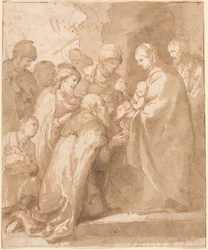 De tre vise männens tillbedjan, ca 1650-1656 (penna och bläck)