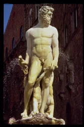 The Fountain of Neptune, detalj av figuren av Neptunus, 1560-75 marmor se även 97917-20