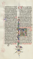 Missale: Fol. 387v: Döden representerad som ett skelett med en skära, 1469.