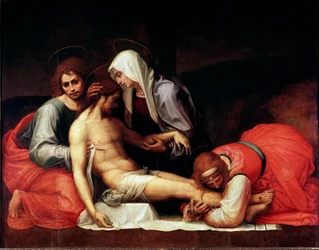 Depositionsmålning av Bartolomeo della Porta dit Fra Bartolomeo (1472-1517) Dim.158x199 cm Florens, Palazzo Pitti, Galleria Palatina - Depositionen, av Bartolomeo della Porta a.k.a. Fra Bartolomeo (1472-1517). Olja på trä
