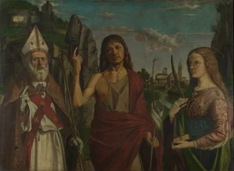 Sankt Zeno, Johannes Döparen och en kvinnlig martyr, ca. 1495