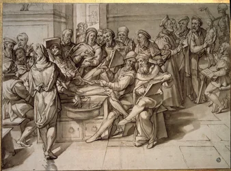 Anatomiföreläsning hållen av Michelangelo Buonarroti dit Michelangelo (Michelangelo eller Michel Ange