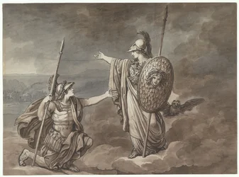 Athena visar sig för Telemachos (Odysseus son), illustration till Telemaco ur Homeros Odysséen