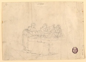 Teckning, Tre kvinnor tvättar, 1800-25