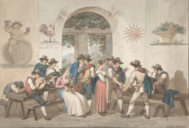 Interiör av ett romerskt värdshus, 1817., 1817.