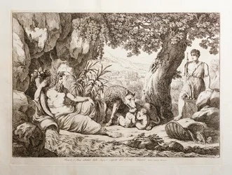 Romulus och Remus ammade av varginnan
