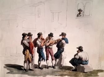 Serenata, av Bartolomeo Pinelli (1781-1835), Italien