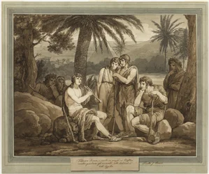 Telemachus spelar och sjunger för herdarna i Egypten, från Telemachos äventyr, bok 2