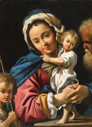 Den heliga familjen med Johannes Döparen som spädbarn