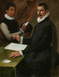 Porträtt av en okänd man och hans tjänare