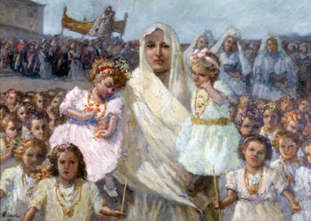 Procession av jungfrurna från Rapino (olja på duk)