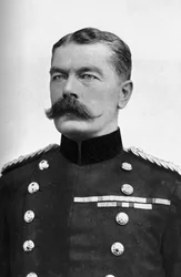 Fältmarskalk Earl Kitchener, brittisk utrikesminister för krig, första världskriget, 1914.