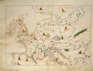 Europa, från Atlas of the World i trettiotre kartor, av Battista Agnese