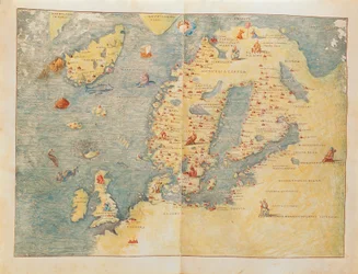 Karta över norra Europa, från Portolan Atlas av Battista Agnese