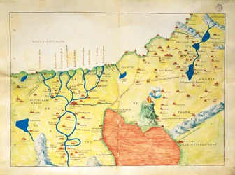 Nilens delta, Röda havet och berget Sinai, från Atlas of the World i trettiotre kartor, av Battista Agnese