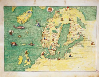 Norra Europa, från Atlas of the World i trettiotre kartor, av Battista Agnese