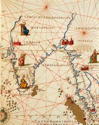 Indiska oceanen och en del av Asien och Afrika: Indiska halvön, från Atlas of the World i trettiotre kartor, av Battista Agnese