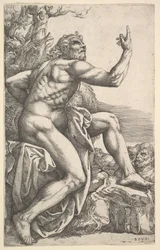 Johannes Döparen predikar i öknen.
