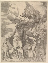 Ängeln som stannar vid Abrahams arm, efter 1552.