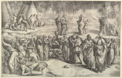 Israeliterna samlar Manna, ca. 1547.