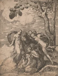 Fyndet av Moses, 1540-talet.