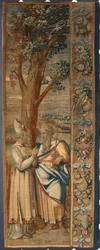 Moise et Jethro Tapisseri av Dionys Martensz efter Luca Cambiasos (1527-1584) kartonger och tillverkad i manufakturerna i Bryssel 1561-1564 Dim. 390x585,5 cm Genes, Musei di Strada Nuova