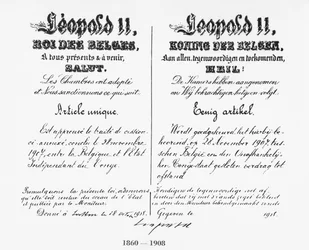 Underskrift av kung Leopold II (1835-1909) som godkände annekteringen av Kongo till Belgien, 1908