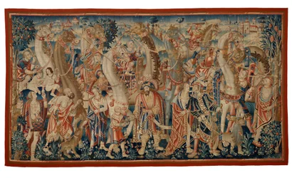 Tapestry, The Camel Caravan, från "Conquest of India"-serien, från Tournai, ca 1510 (ull och siden)